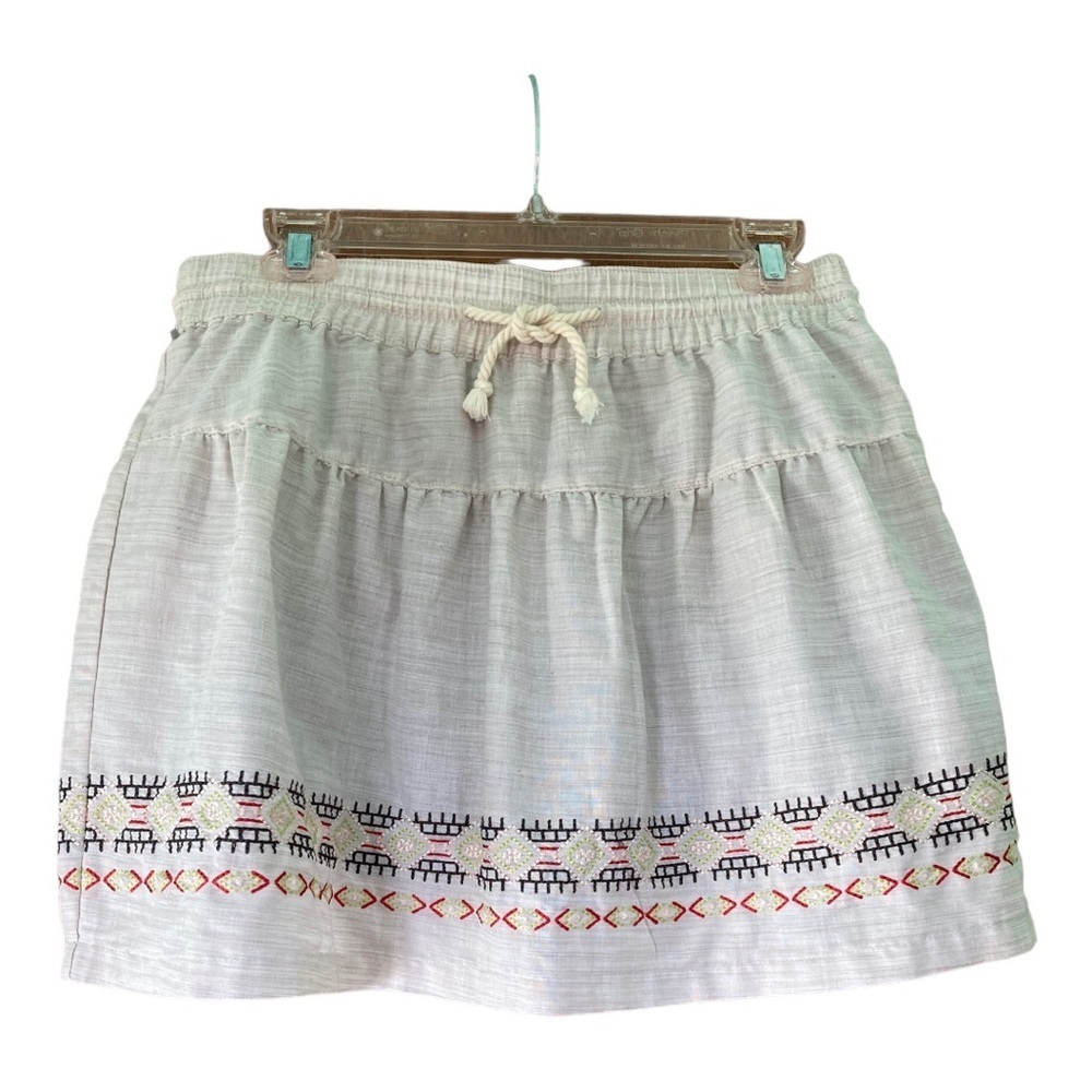Woolrich‎ Outside Air Eco Rich Ivory Embroidered Pull-on Boho Skort (Size S)